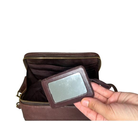 Etienne Aigner Small Crossbody Handbag Leather Brown Messenger Multi Pockets 90s - Picture 5 of 16